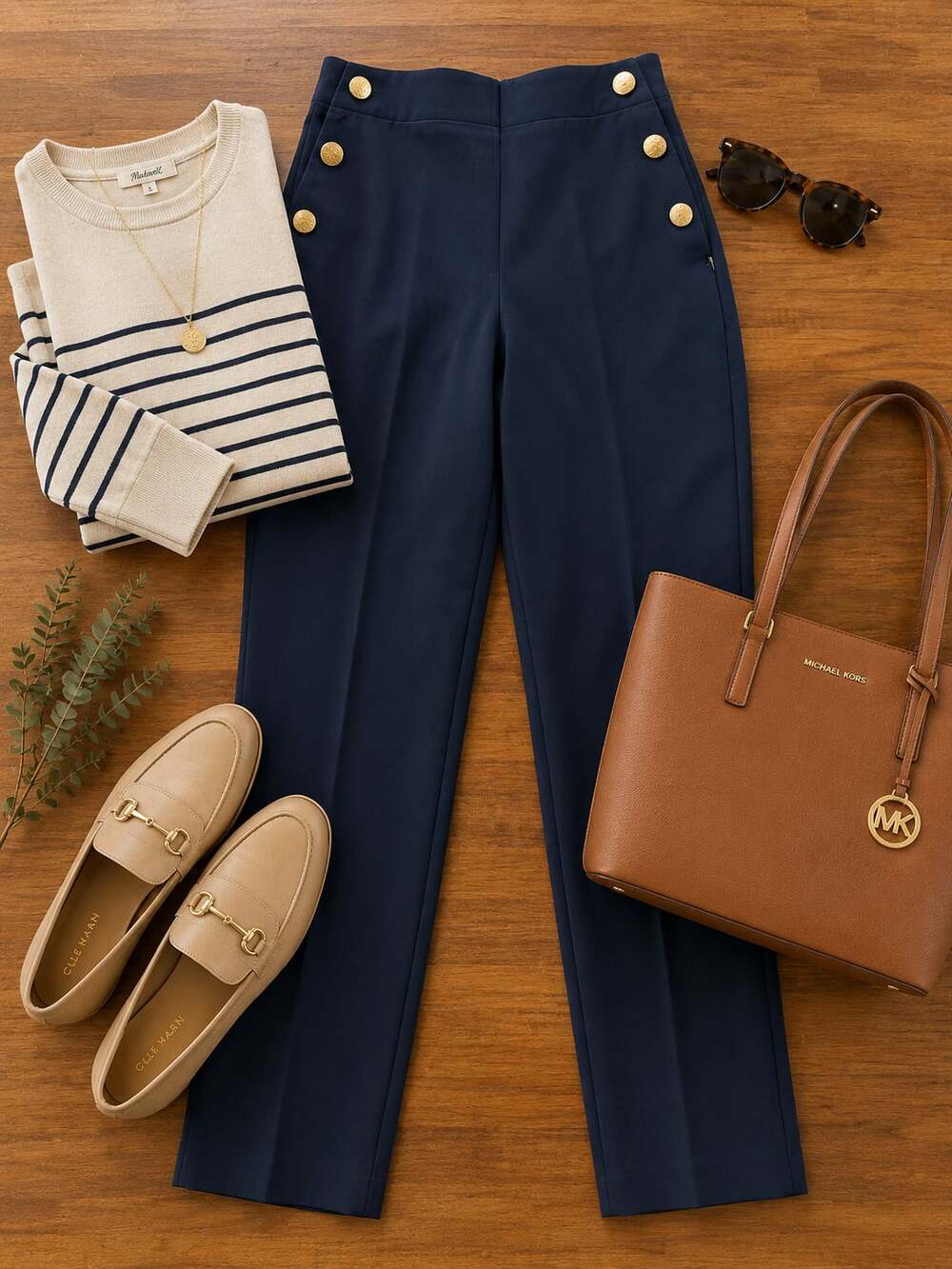 Zara Navy Blue Sailor Button Pants